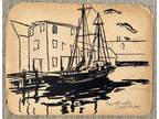 1929 Norman Kent EAST GLOUCESTER Massachusetts Port Painting