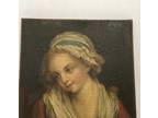 Antique FRENCH OIL PAINTING Circle Of JEAN BAPTISTE GREUZE(1725-1805) Young Girl