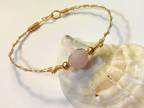 Gold and Silver Rose Quartz Bangle Bracelet