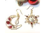 Gold Moon and Star Christmas Earrings