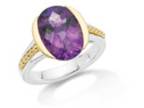 Ladies SS/18K Yellow Gold Amethyst Ring - Opportunity!