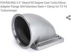 3.5 inch PQYRacing Cast 304 Stainless Steel 90 Degree V-Band Style Turbo Exhaust