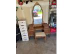 Antique Oak Vanity Desk and stool - Opportunity!