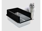FOR SALE BRAND NEW WITH FREE SHIPPING XL Stainless Steel Cat Litter Boxes With Closed Sides To Keep Litter In The Pan  Never Absorbs Odors Stains Or R