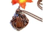 Copper Wire Wrap Red Jasper Pumpkin Pendant