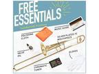 Mendini by Cecilio Trombone Kit, Bb Tenor Brass Instruments w/Case & Gloves