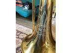 Vintage Lincoln Brass Tenor Slide Trombone & Conn case in Very Good Condition.