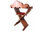 20th Century Renaissance Revival Savonarola X Folding Lion Head Throne Arm Chair