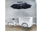 89.8X29.3X5.9" White Vending Trike Mobile Food Beverage Bike Cart Star Umbrella