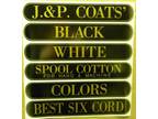 J & P COATS SPOOL CABINET DECALS 6 PIECE SET / Gold on Black 10 1/4 X 1 5/8