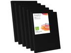 Black Canvas,8x10 Inch 6-Pack, 100% Cotton Primed Acid-Free Stretched 8X10inch
