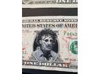 Defaced Dollar Bill Art Leatherface Texas Chainsaw Massacre