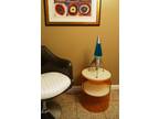 Mid Century MOD 70s Orange/White Lucite / Acrylic Drum End Table POP ART Decor