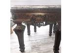 2 square End-Tables with marble-top & deep beautifully ornate design