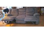 Gray fabric double recliner couch
