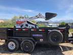 Mini stand-on skid steer bobcat and 7x14 dump trailer combo. Perfect package.