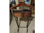 Wooden & Wrought Iron Butlers Rack/Suit Hanger With 2 Drawers/Jewelry Holder