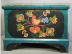 Antique 1850 Pennsylvania Minniature Dovetail Blanket Chest Old Paint as Fraktur