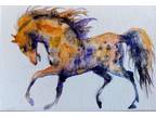 Aceo Appaloosa Horse Running art,original Watercolor painting Horse Lover gift