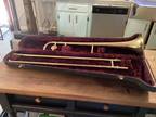 Near Mint Vintage Brass Pan American Tenor Slide Trombone with original case!