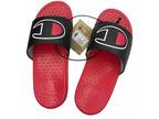 Msrp $44.99 Nwt Champion Super Men's Red Black Slip on Slides Sandals Size 8 10