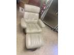 Leather Swivel Recliner w/ Ottoman