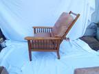 Vtg 1970s Leather Reclining Chair Ottoman Oakwood Attribute Morris