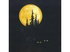 11x11 Estampado de Pintura Ryta Halloween Gato Negro Arte Bosque Embrujado Luna