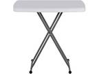 30"Plastic Rectangular Adjustable Folding Table TV Tray for Dining Camping Whit