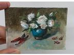 ACEO ORIGINAL Oil painting. Still life. “Pruners and rose hip” JFM ART