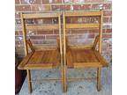 Vintage Wooden Slat Seat Folding Chairs Solid Oak Set Of 2 #15 THE STANDARD MFG