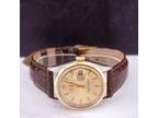 Rolex Vintage 36mm Datejust Men 18k Yellow Gold & Leather Gold Dial Watch 1601