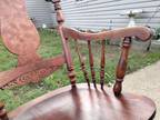 Antique Mahogany Wooden Rocking Chair Engraved Dark Americana