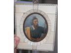 Retrato DE Homem Religioso Antigo Emoldurado Pintado Em Miniatura Porcelana