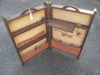 Antique Wood Portable Folding Sewing Kit Set