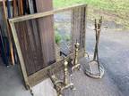 Brass Fireplace and Screen and All Accessories