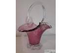 Vintage Murano Cranberry Glass Basket