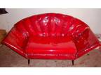 Just Lowered From $700 1950 s Art Deco Sofa, Elegance In Red!