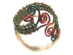 Red and Green Wire Wrap Christmas Ring