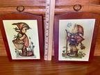 Vintage Wooden Hummel Goebel Wall Plaques (Sold as a pair)