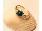 Silver Wire Wrap Green Malachite Ring