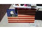 Wooden American Flag with Eagle