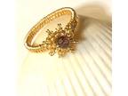 Gold Flower Ring with Purple Crystal