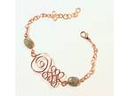 Copper Unalome Bracelet with Labradorite Bead
