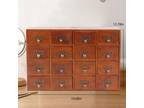 16 Drawers Vintage Wood Apothecary Medicine Cabinet Label Holder Card Catalog