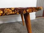 Mid Century Modern Natural Edge Wood Cone Leg Coffee Table w Glass Top 30x20x15
