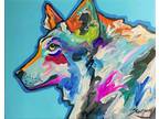 Expresionismo Wolf Art Broadway original 8x10 pulgadas Pintura de lona estirada