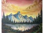 Original 16x20 Oil On Canvas Landscape Painting (In The Style Of Bob Ross)