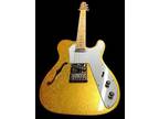 New Gold Sparkle 12 String Tele Style Metallic Semi-Hollow Electric Guitar