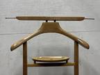 Mid Century Men's Wooden Suit Clothes Valet SPQR Italy Wardrobe Solid Wood Stand